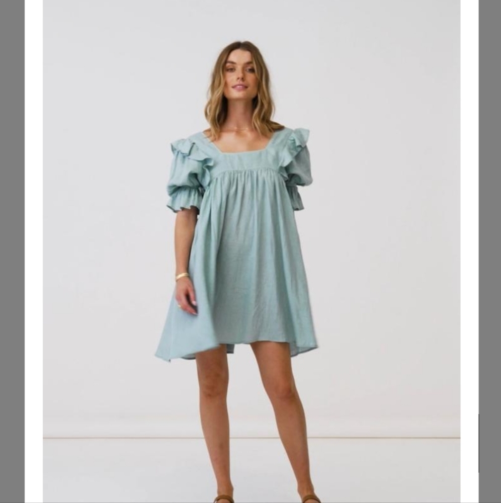 Spell & The Gypsy Seafoam Mae Linen Mini Dress XXL